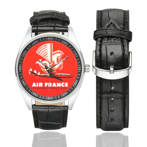 AF 6 Men's Casual Leather Strap Watch.
