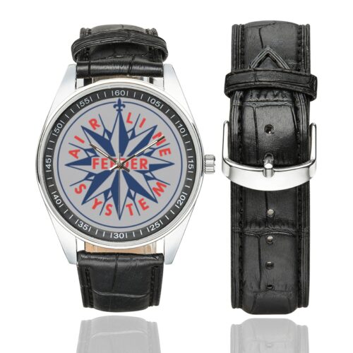 Air line feeder Men's Casual Leather Strap Watch.