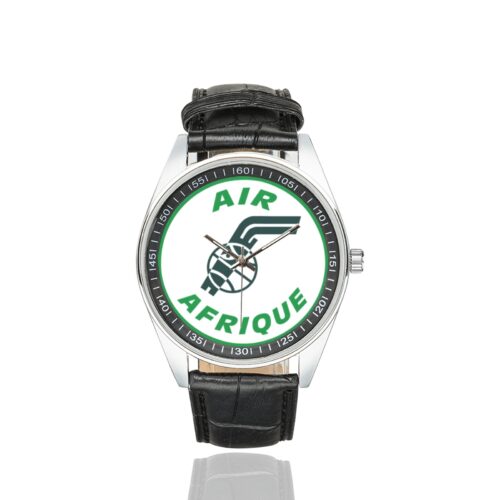 Alternative view of air afrique Men's Casual Leather Strap Watch.