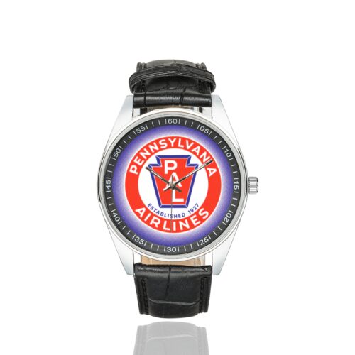 Alternative view of pennsylvanian airlines Men's Casual Leather Strap Watch.