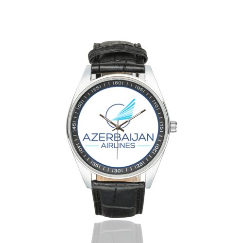 Alternative view of azerbaidjan airlines 02 Men's Casual Leather Strap Watch.