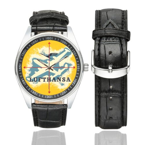 Lufthansa vintage 03 Men's Casual Leather Strap Watch.