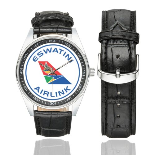 Eswatini airlink Men's Casual Leather Strap Watch.