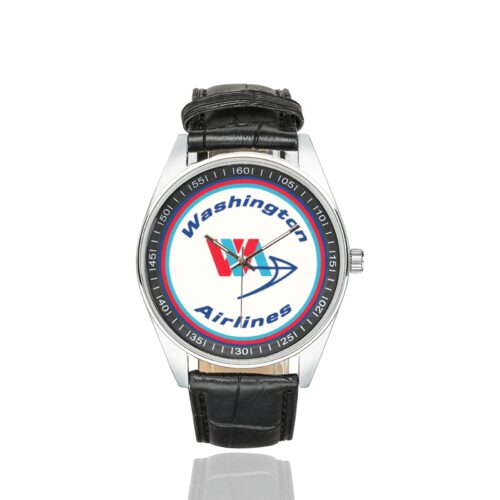 Alternative view of Washington airlines Men's Casual Leather Strap Watch.
