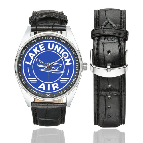 Lake union air Men's Casual Leather Strap Watch.