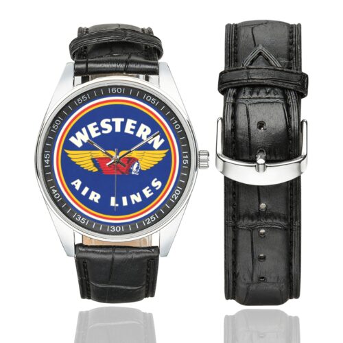 western air lines 2 Men's Casual Leather Strap Watch.
