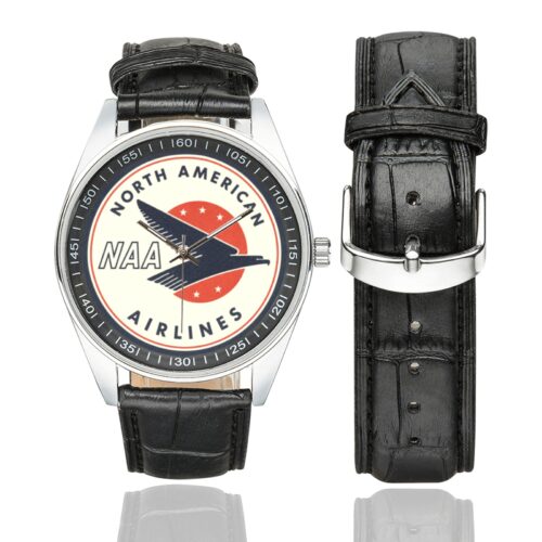 North american airlines Men's Casual Leather Strap Watch.