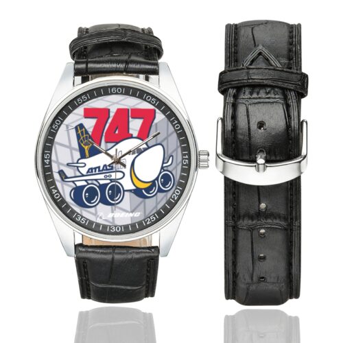 Atlas Air 747 Men's Casual Leather Strap Watch.