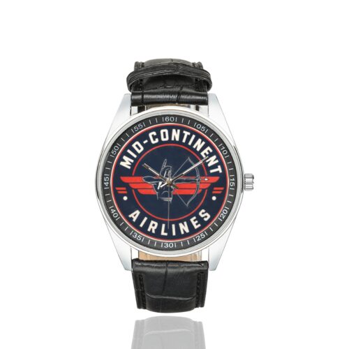 Alternative view of Mid continent airlines Men's Casual Leather Strap Watch.