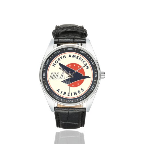 Alternative view of North american airlines Men's Casual Leather Strap Watch.