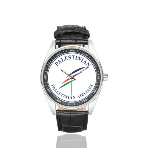 Alternative view of Palestinian airlines Men's Casual Leather Strap Watch.