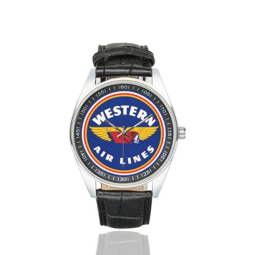 Alternative view of western air lines 2 Men's Casual Leather Strap Watch.
