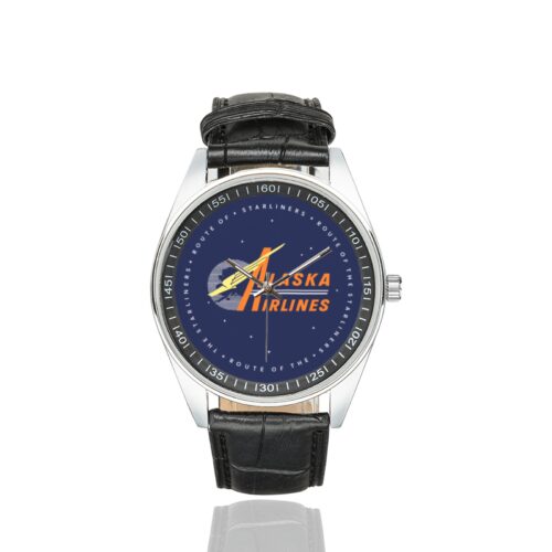 Alternative view of Alaska Airlines vintage Men's Casual Leather Strap Watch(Model 211)