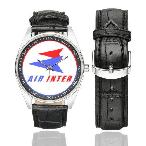 Air inter Men's Casual Leather Strap Watch.