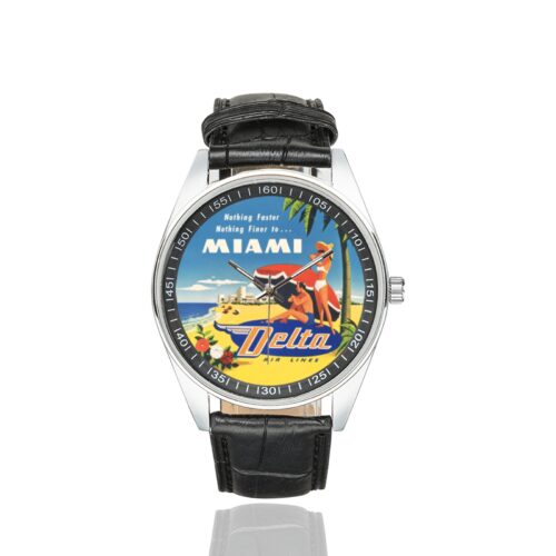 Alternative view of Delta Airlines 03 Men's Casual Leather Strap Watch.