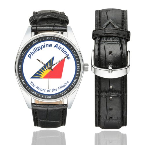 philippine airline Men's Casual Leather Strap Watch.