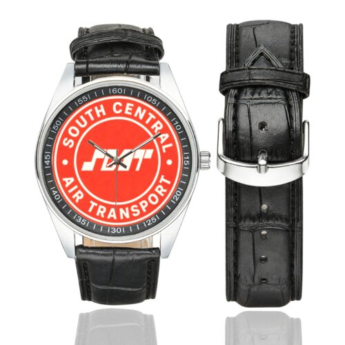 south central air transport Men's Casual Leather Strap Watch.