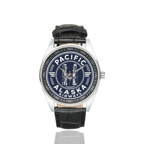 Alternative view of Pacific alaska Men's Casual Leather Strap Watch.