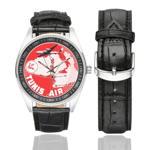 Tunis Air Men's Casual Leather Strap Watch.