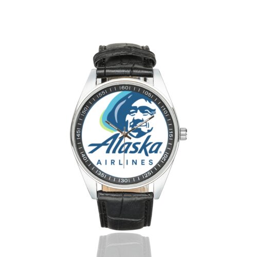 Alternative view of alaska airlines 02 Men's Casual Leather Strap Watch.