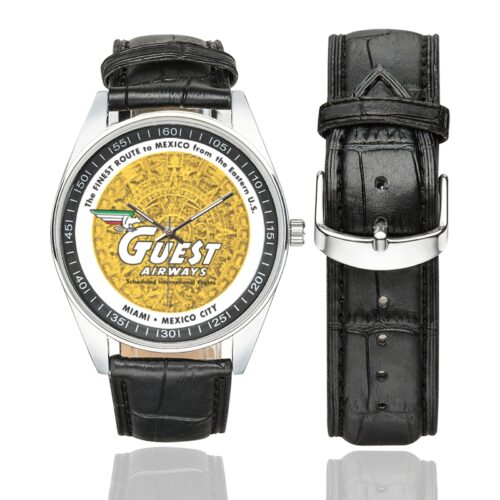 Guest Airways Men's Casual Leather Strap Watch.