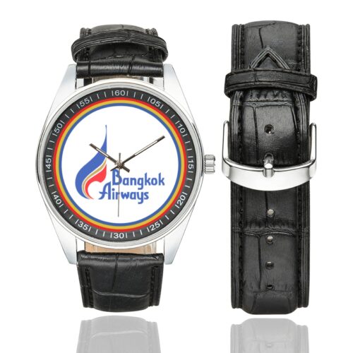 bangkok airways 02 Men's Casual Leather Strap Watch.