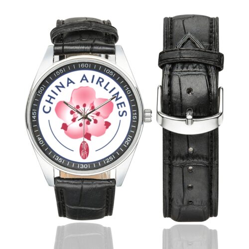 China Airlines Men's Casual Leather Strap Watch.