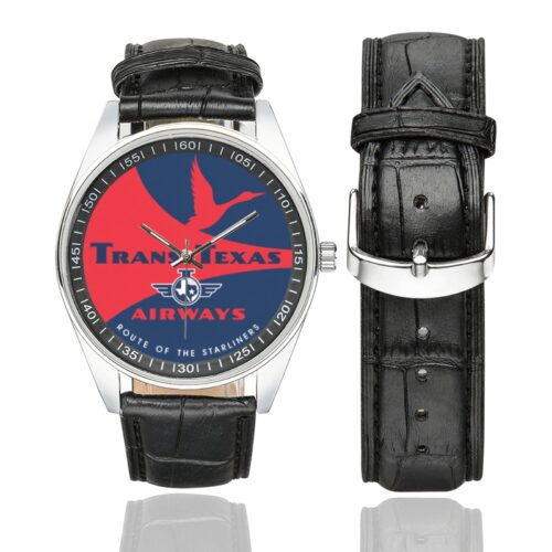 Trans texas red Men's Casual Leather Strap Watch.