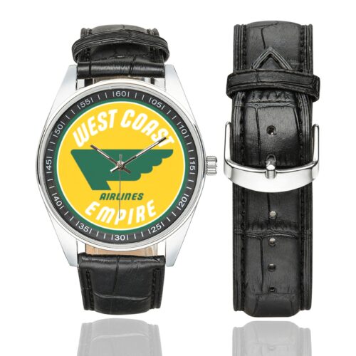 west coast empire airlines Men's Casual Leather Strap Watch.