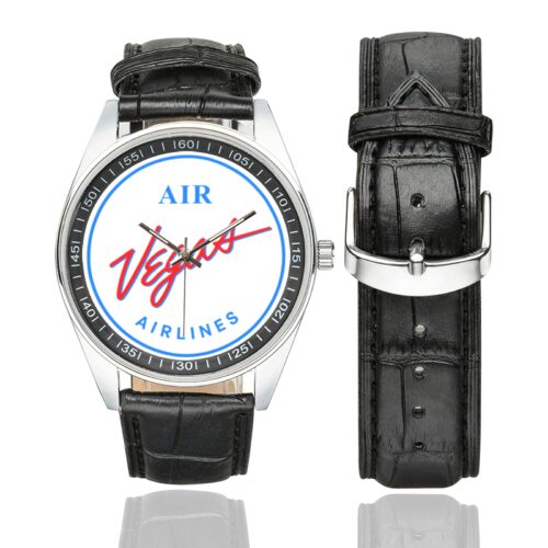 air vegas airlines 2 Men's Casual Leather Strap Watch.