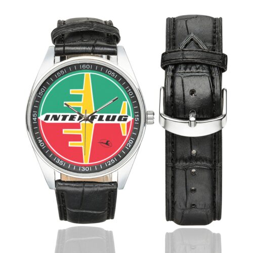 Interflug vintage Men's Casual Leather Strap Watch.