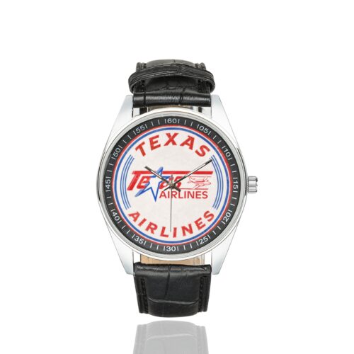 Alternative view of Texas airlines Men's Casual Leather Strap Watch.