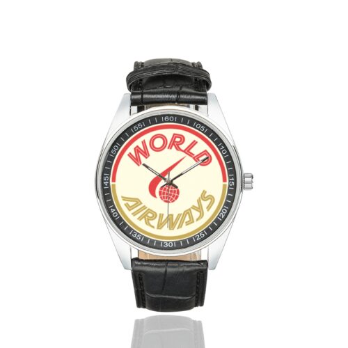 Alternative view of world airways Men's Casual Leather Strap Watch.