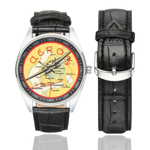 Aero finnish Men's Casual Leather Strap Watch.