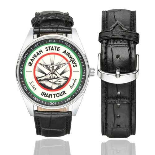 Iranian State airways Men's Casual Leather Strap Watch.