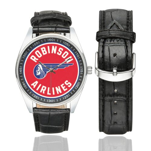 Robinson Airlines Men's Casual Leather Strap Watch.