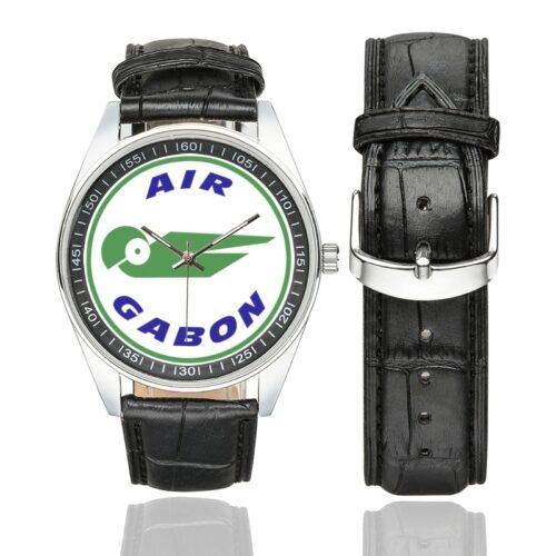 air gabon Men's Casual Leather Strap Watch.