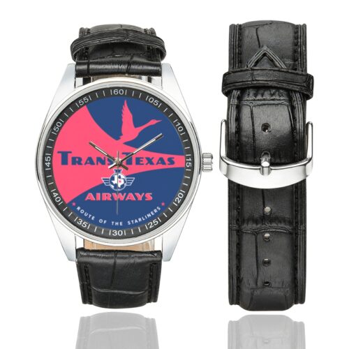 Trans texas pink Men's Casual Leather Strap Watch.