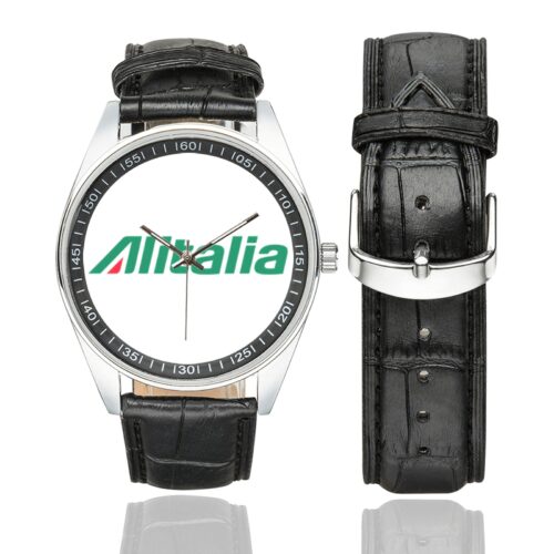 alitalia Men's Casual Leather Strap Watch.
