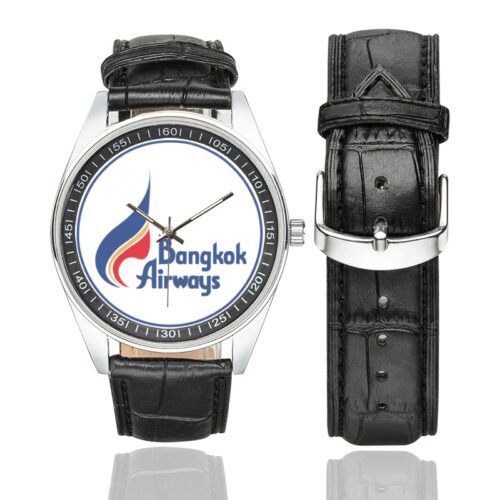 bangkok airways 01 Men's Casual Leather Strap Watch.
