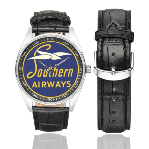 suthern airways Men's Casual Leather Strap Watch.