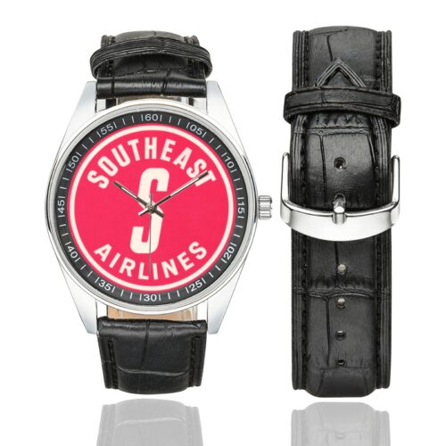 southeast airlines Men's Casual Leather Strap Watch.