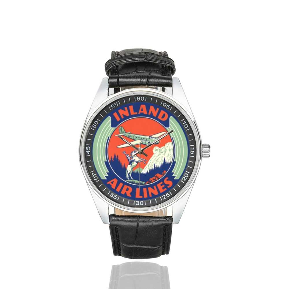 Inland airlines Men's Casual Leather Strap Watch. - Image 2