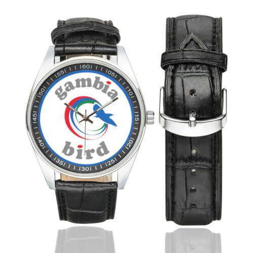 Gambia bird Men's Casual Leather Strap Watch.