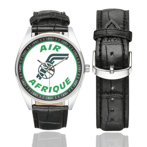 air afrique Men's Casual Leather Strap Watch.
