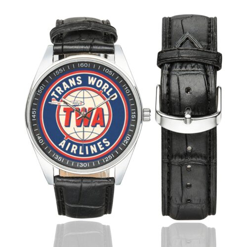 TWA 3 Men's Casual Leather Strap Watch.