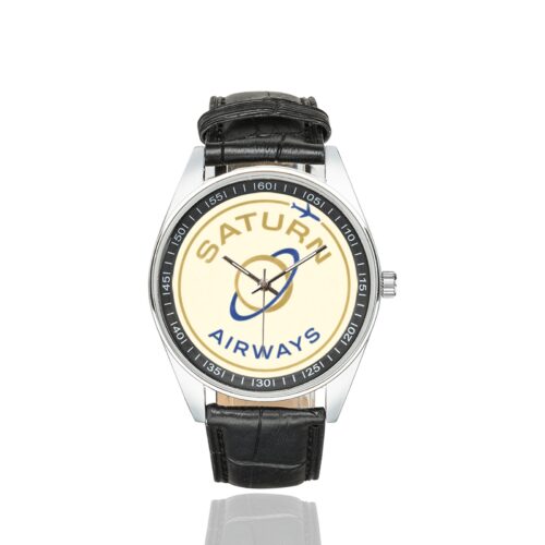 Alternative view of Saturn Airways Men's Casual Leather Strap Watch.