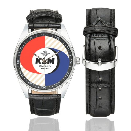 KLM vintage Men's Casual Leather Strap Watch.
