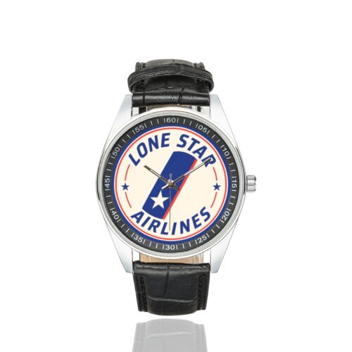 Alternative view of Lone star airlines Men's Casual Leather Strap Watch.
