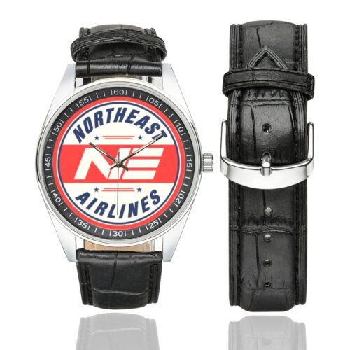 Northeast airlines Men's Casual Leather Strap Watch.